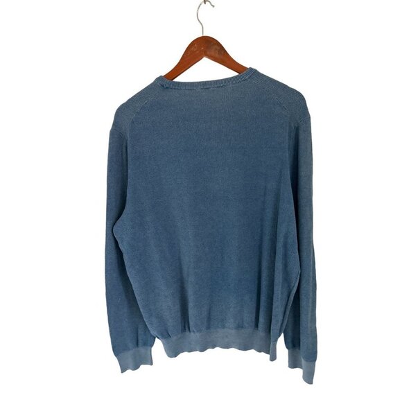 J. McLaughlin Crewneck Waffled Cotton Washed Blue Long sleeve sweater Size Large - Picture 5 of 9